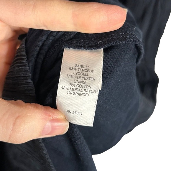 J Jill Pure Plus Size 1X Sleeveless Asymmetric Crinkle Tencel Shift Dress Blue - Picture 6 of 6